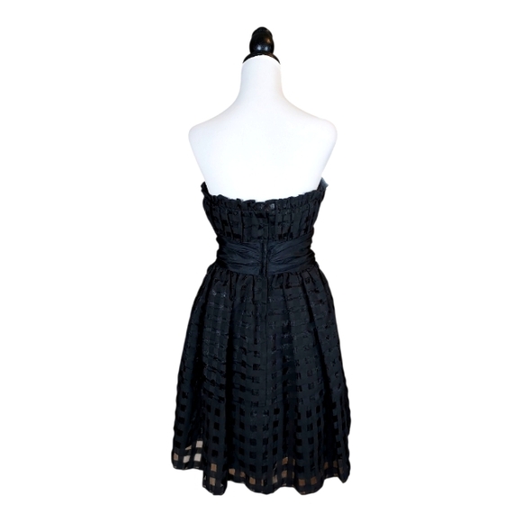 Vintage Betsey Johnson Black Retro Ruffled Neckline Strapless Dress Size 10 - Picture 3 of 8
